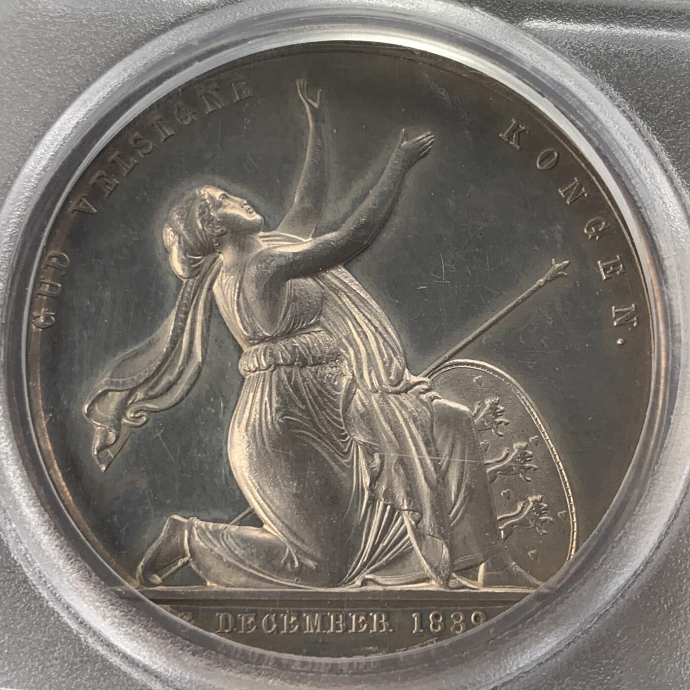 掌中浮雕-藏着的欧洲第051场 PCGS SP62 ：1839年克里斯蒂安八世加冕为丹麦国王银章，44mm，F. C. Krohn雕刻