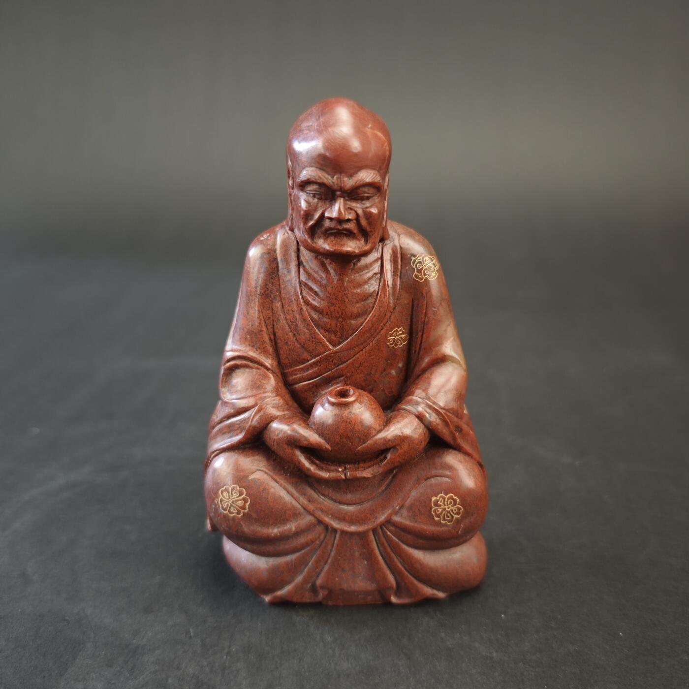 上海都达杂项专场九（全场包邮） 出口创汇期 寿山石朱砂冻描金罗汉造像1-361