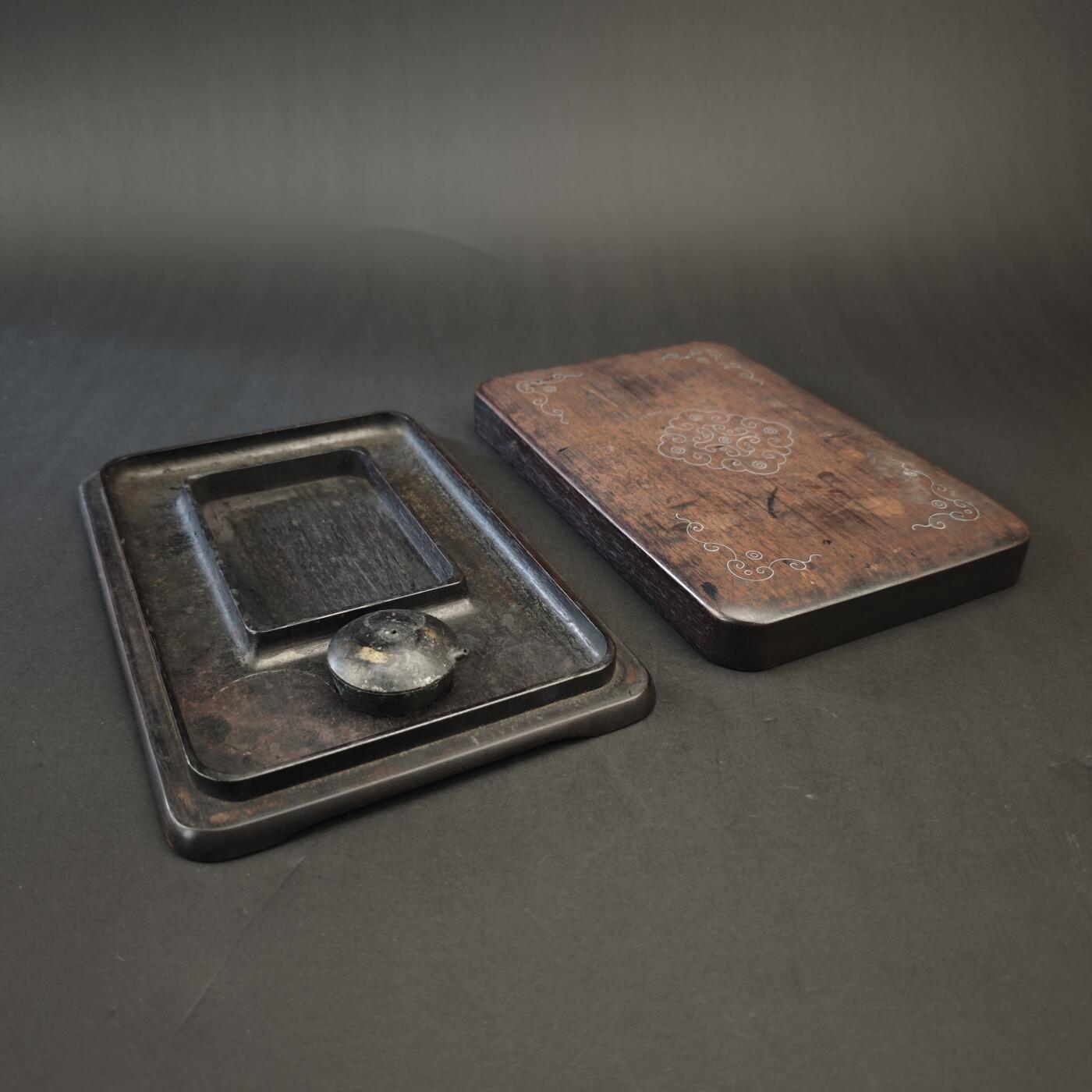 上海都达杂项专场九（全场包邮） 清 红木镶银丝砚盒1-310