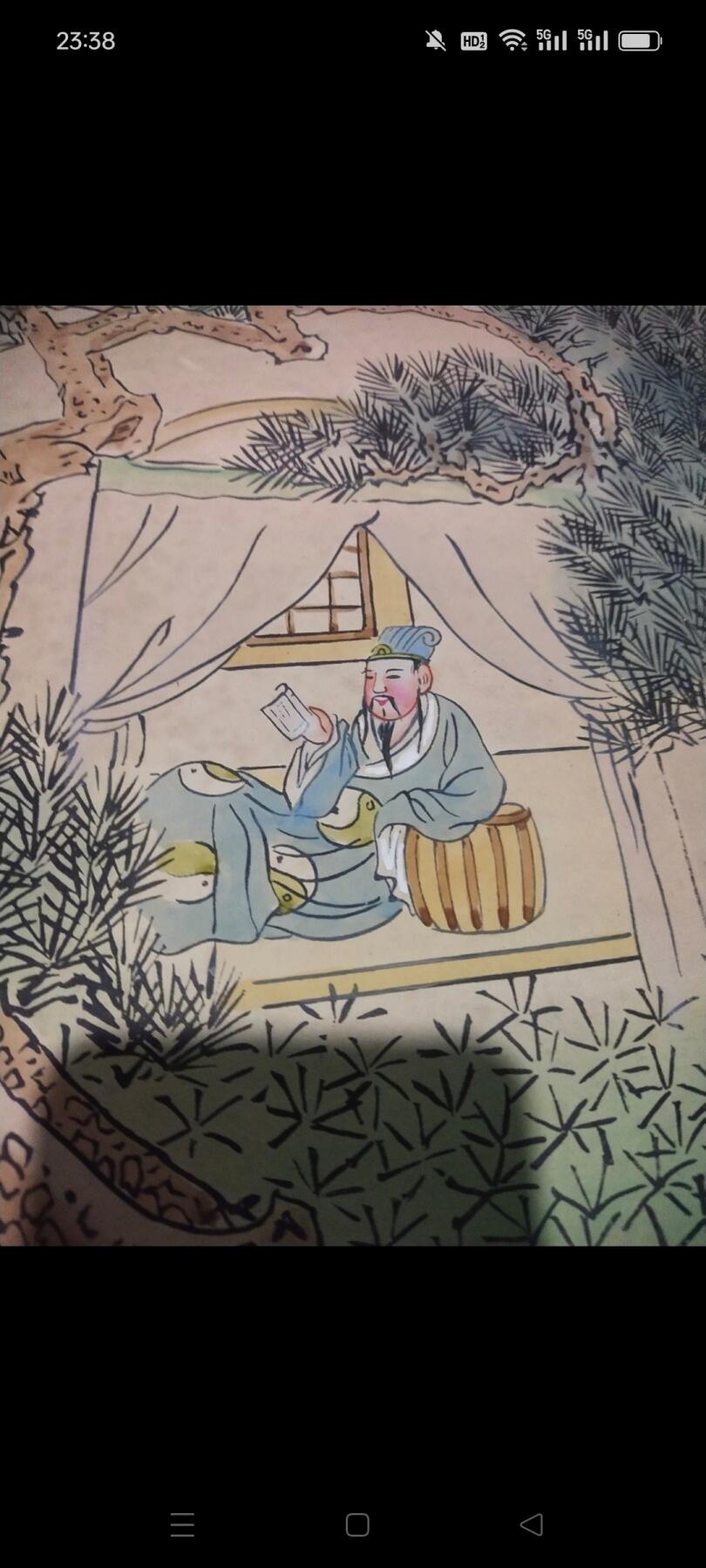 拆迁收得一“三顾茅庐”三国时期人物故事手绘画，品相完整，老味十足，保真保手绘