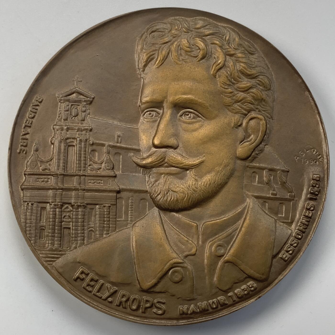 掌中浮雕-藏着的欧洲第051场 比利时超现实主义象征主义著名画家 费利西安.罗普斯 作品《死了都要爱》  ， 80mm