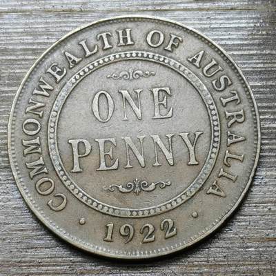 【铜匠收藏】★第141★散币专场 不寄存，30包邮。不满30元，支付5元运费。《接受代拍 代送NGC评级》 - 68【无寄存】 英属澳大利亚 1922年 1便士 大铜币 乔治五世