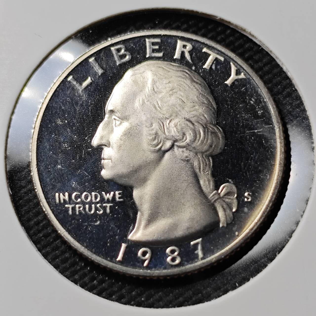 KK钱币收藏小铺  第390期  2月预留时间 周末发货  1987美国25分精制币