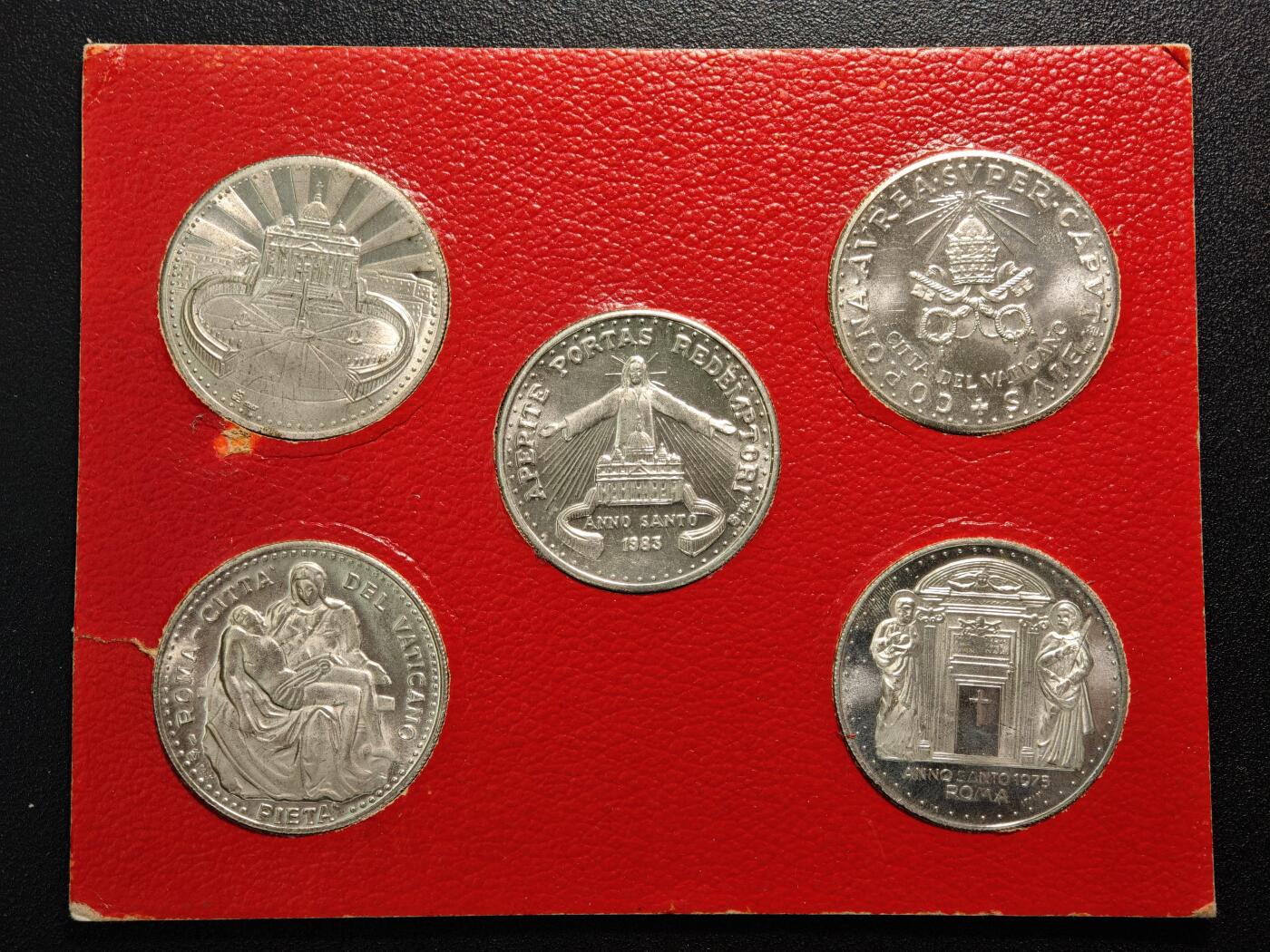 【德藏】世界币章拍卖第163期（拍品征集中~欢迎藏友联系） 1983年 梵蒂冈教皇金属纪念章 5枚一套 直径约：35.4mm/枚；重约：15.6g/枚