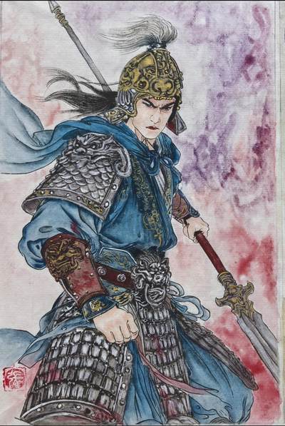 阳大大卡牌拍卖第96期（持续收拍品，周五晚上九点截拍，进群福利早知道） - 【手绘画】工艺大师张红作品 三国五虎原画 赵云 A5原稿打榜