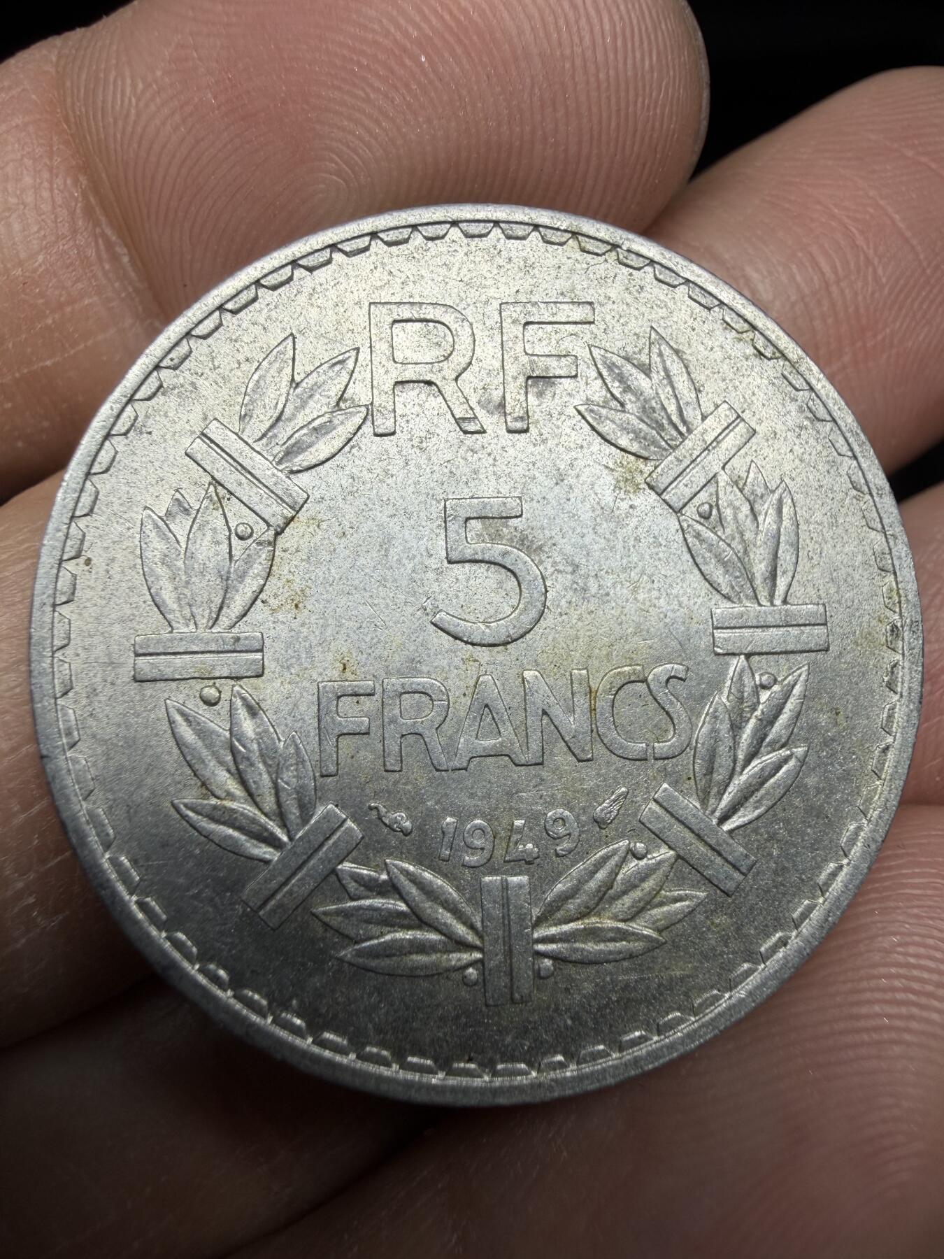 2025年集古藏今外币拍卖第二期-第1场—（总第301拍），可以寄存60天，满160元包邮。 1949年法国5法郎