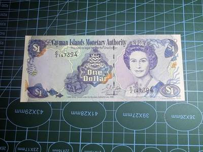 【炜奕收藏】，第五十八期，英属第三场 - 1996年开曼群岛1元，UNC品相