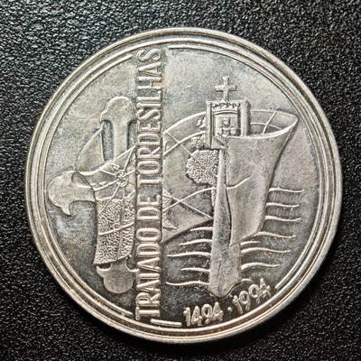 【德藏】世界币章拍卖第163期（拍品征集中~欢迎藏友联系） - 1994年 葡萄牙托尔德西里亚斯条约1000埃斯库多纪念银币 直径约：40.1mm；重约：27.9g