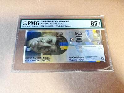 【Blue Auction】世界纸币精拍第780期——18级TOP拍卖/信誉/品质/专业/高效💫 - 【A冠】瑞士 2013年200法郎 PMG67EPQ 老壳 