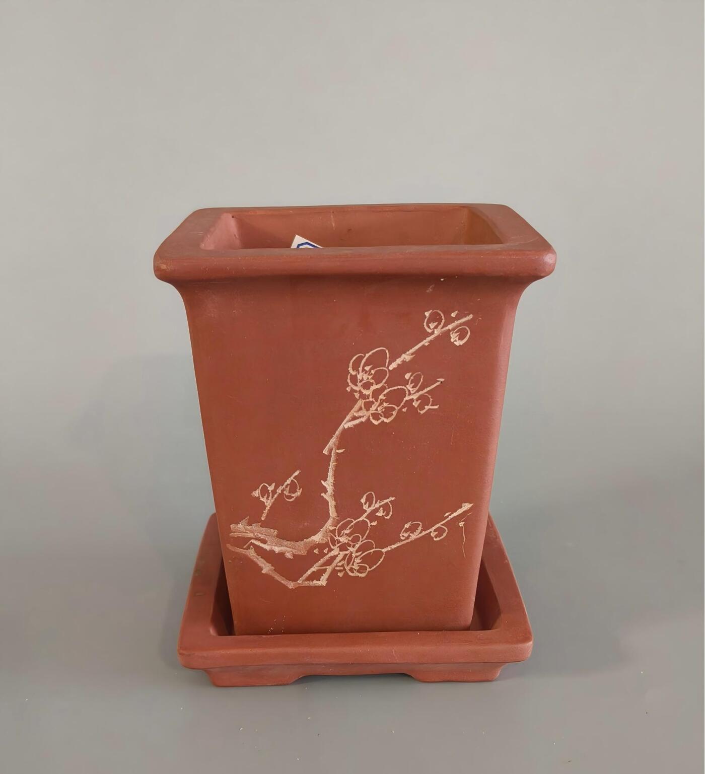 上海都达杂项专场九（全场包邮） 清 紫砂刻兰花花盆1-421