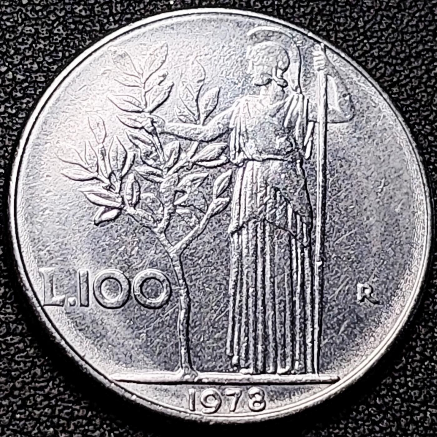 泉币菌-第176场- 精品福利场 意大利早期100里拉 月亮和记忆女神密涅瓦 不锈钢币 27.8mm