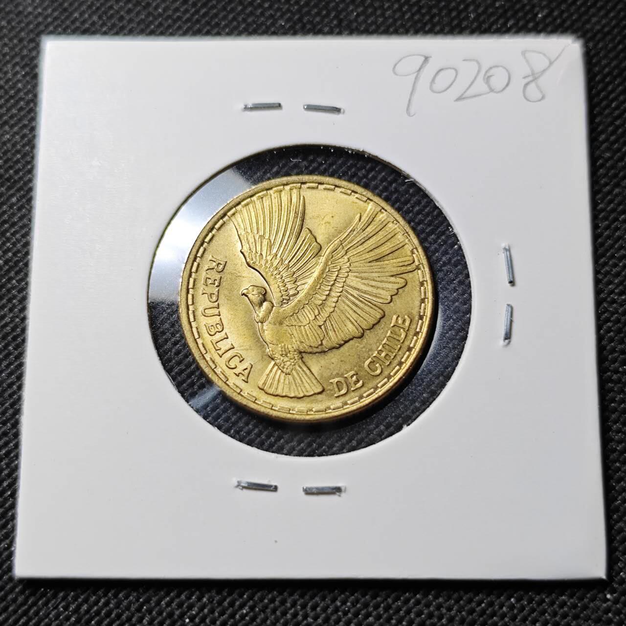 KK钱币收藏小铺  第390期  2月预留时间 周末发货  1969智利5分飞鹰铜币