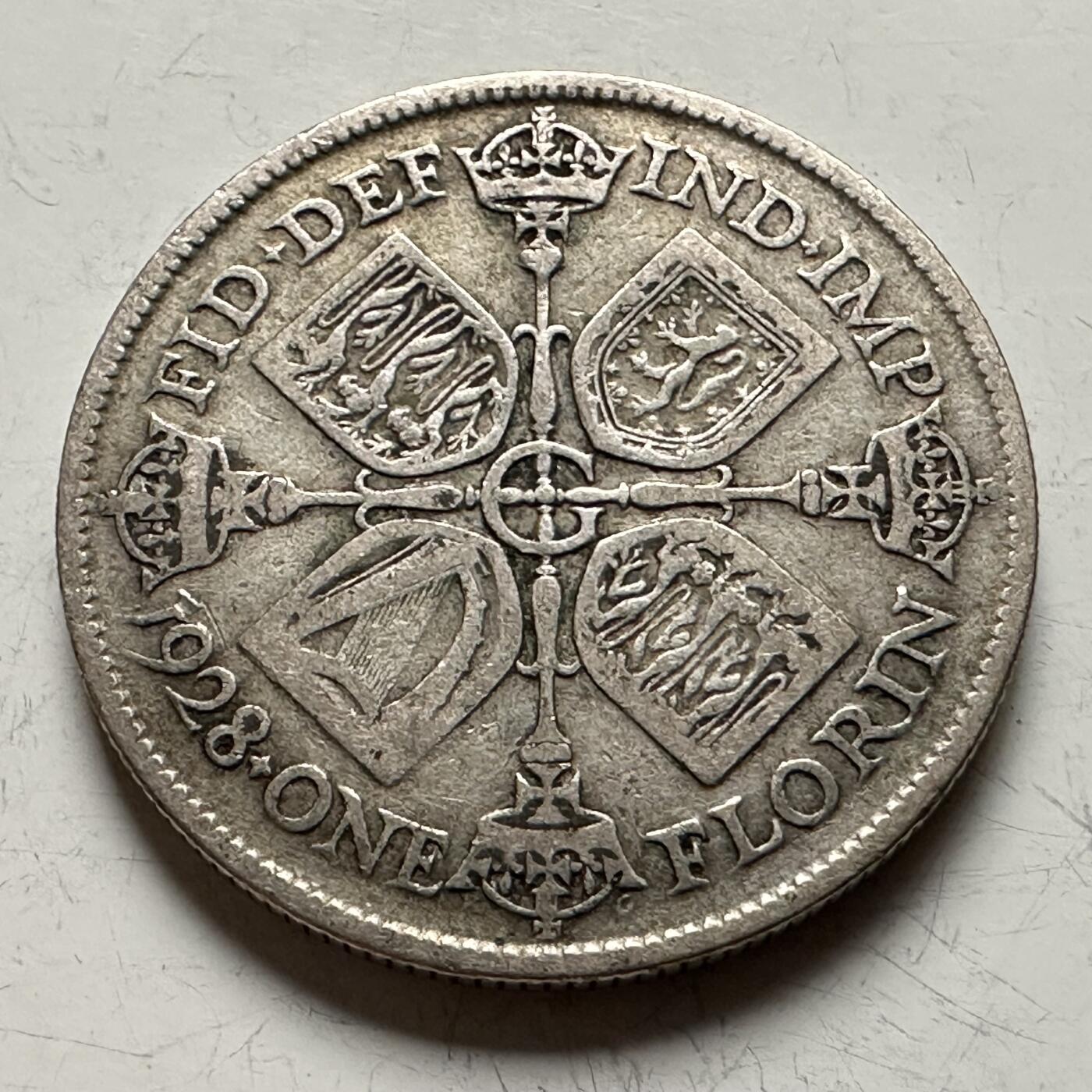 🌹外币初藏🌹🐯2026年第13场  每周二四六晚8️⃣点 接代拍  英国1928年1弗洛林银币 11.3克50%银