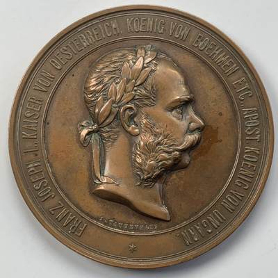 掌中浮雕-藏着的欧洲第051场 - 1873年奥地利维也纳世界博览会纪念大铜章，70mm，奥地利著名章牌雕刻家约瑟夫.托藤海因（Josef Tautenhayn）作品