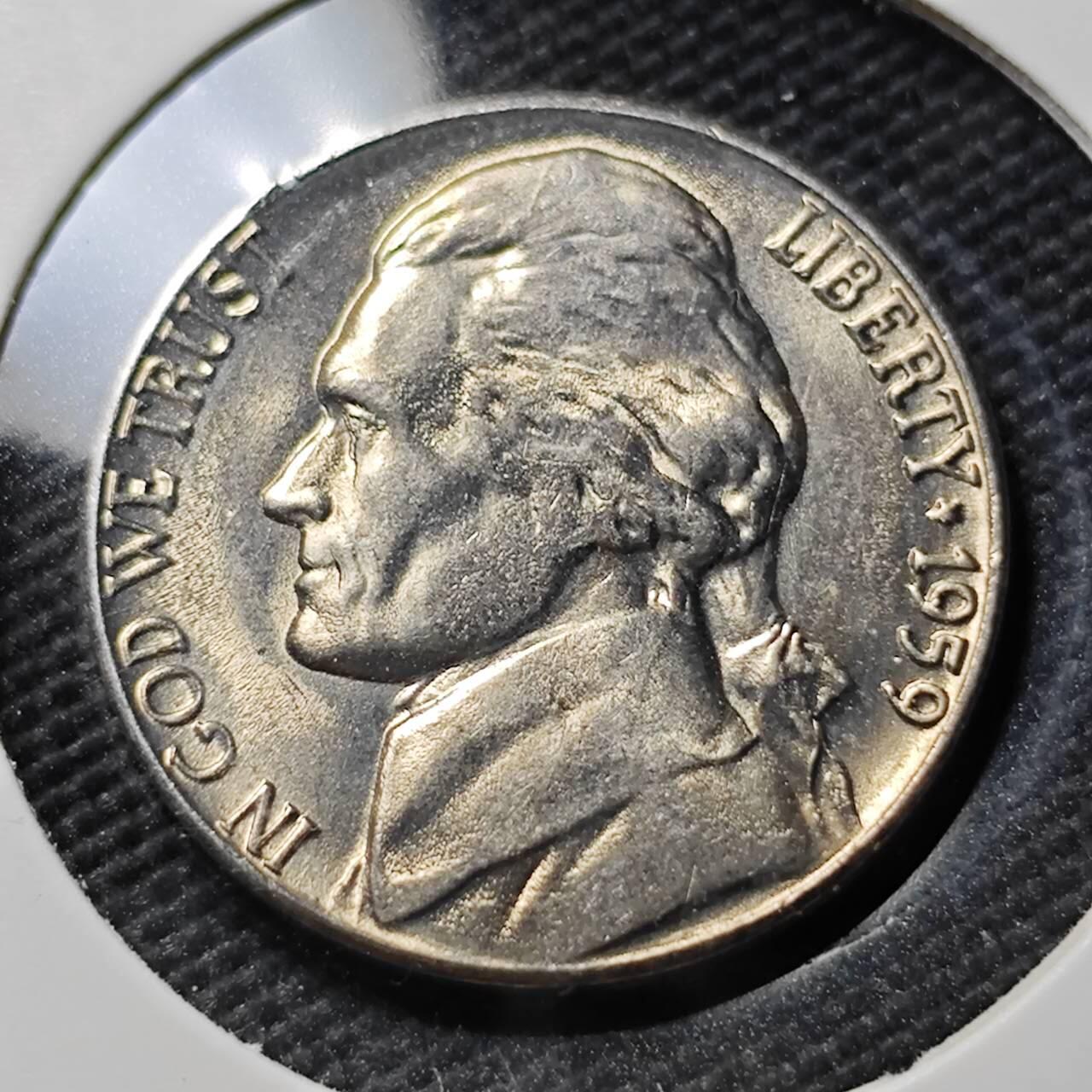 KK钱币收藏小铺  第390期  2月预留时间 周末发货  1959美国5分 好品