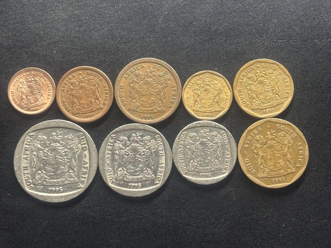 邮泉阁限时拍卖第四十场 非洲专场（硬币在国外。请付邮费6元。） 南非1990年代9枚