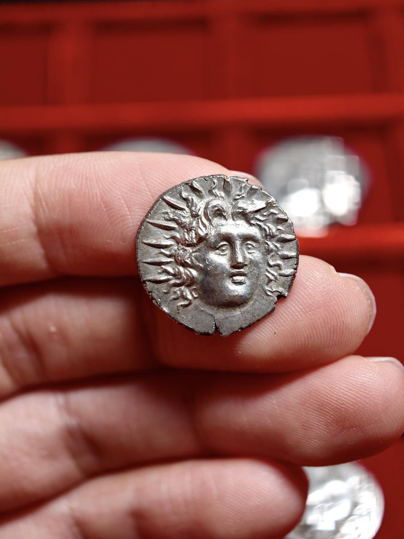 NGC评MS古希腊罗德岛太阳神玫瑰银币