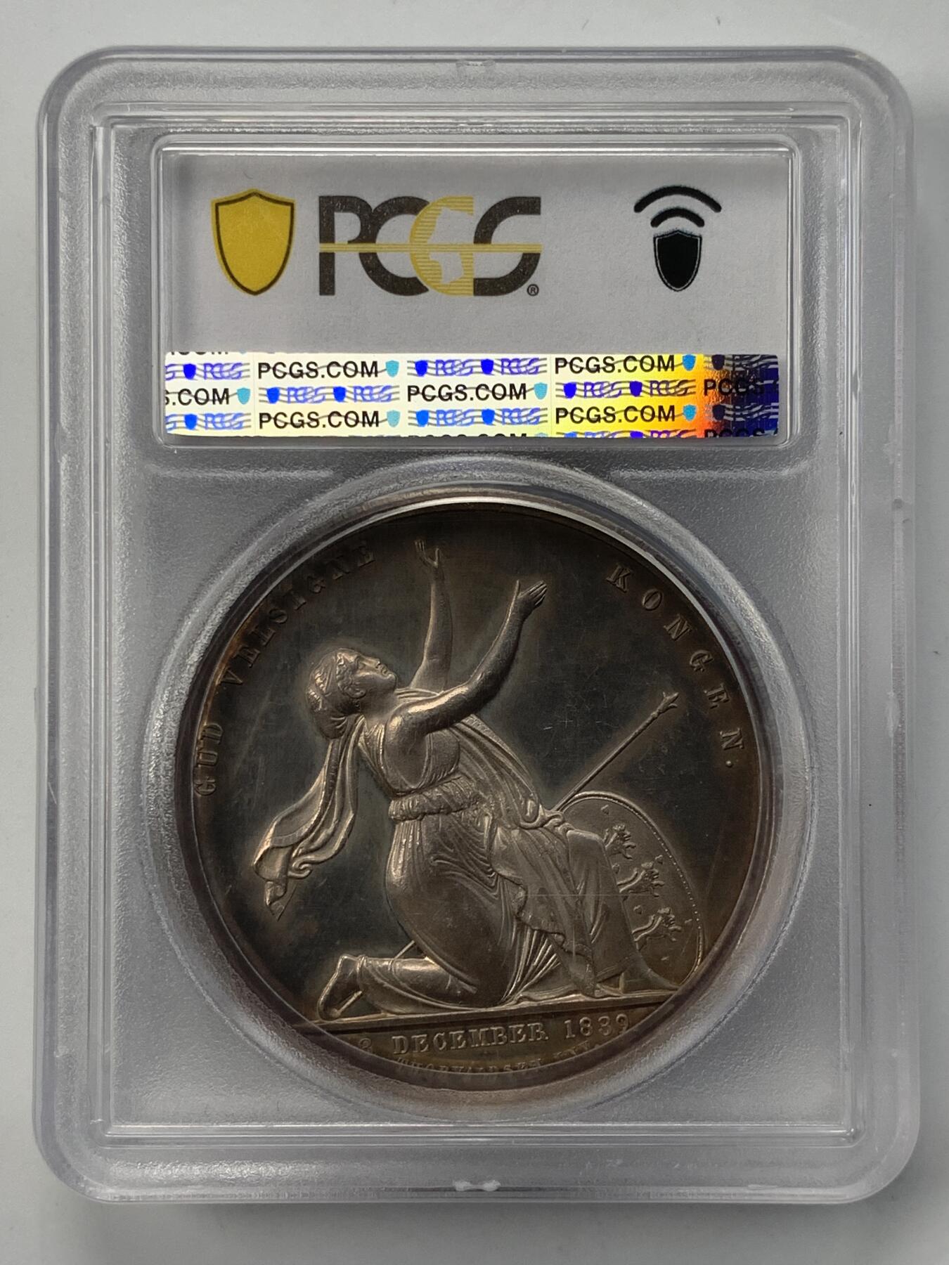 掌中浮雕-藏着的欧洲第051场 PCGS SP62 ：1839年克里斯蒂安八世加冕为丹麦国王银章，44mm，F. C. Krohn雕刻
