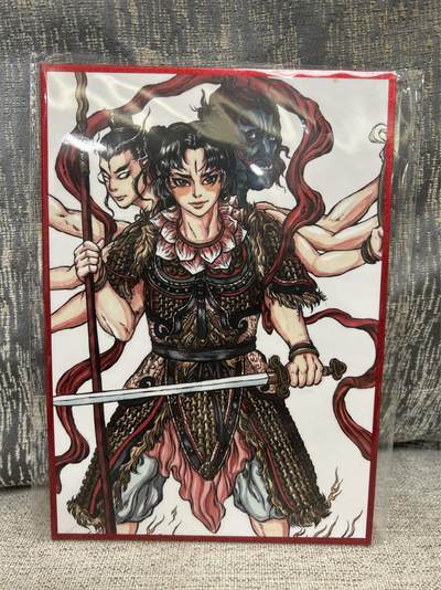 喜灰玩卡拍卖第四期，接代拍，免佣金帮卡友们拍卖，欢迎送拍，释放现金流，让自己有资金可以购买更多喜欢的卡牌，让别的卡友能淘到更多心仪的卡牌 - 亿条虫老师To签 新年快乐 a5三头八臂哪吒色纸一张