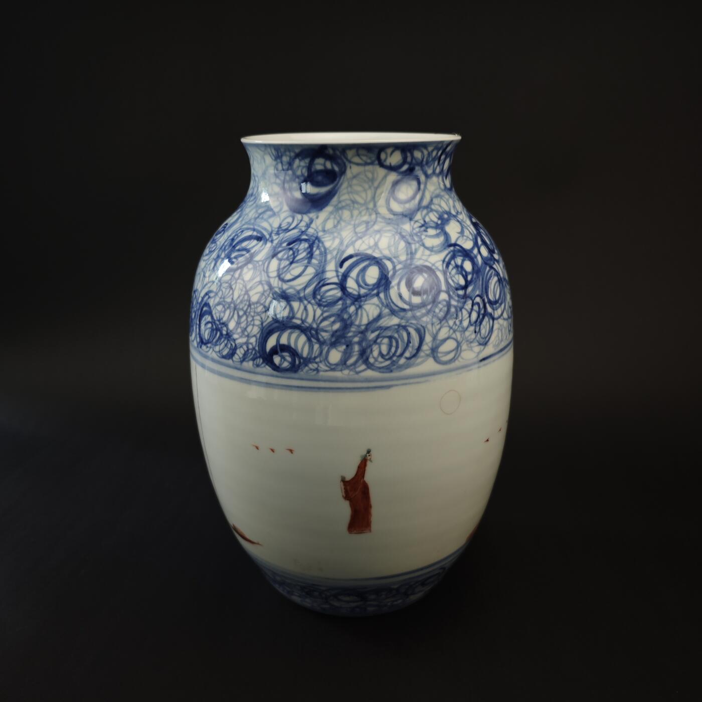 上海都达杂项专场九（全场包邮） 陶瓷艺术家 刘竟芳 青花一轮明月大瓶1-529