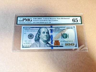 【Blue Auction】世界纸币精拍第780期——18级TOP拍卖/信誉/品质/专业/高效💫 - 美国 2009年100美金 PMG65EPQ 