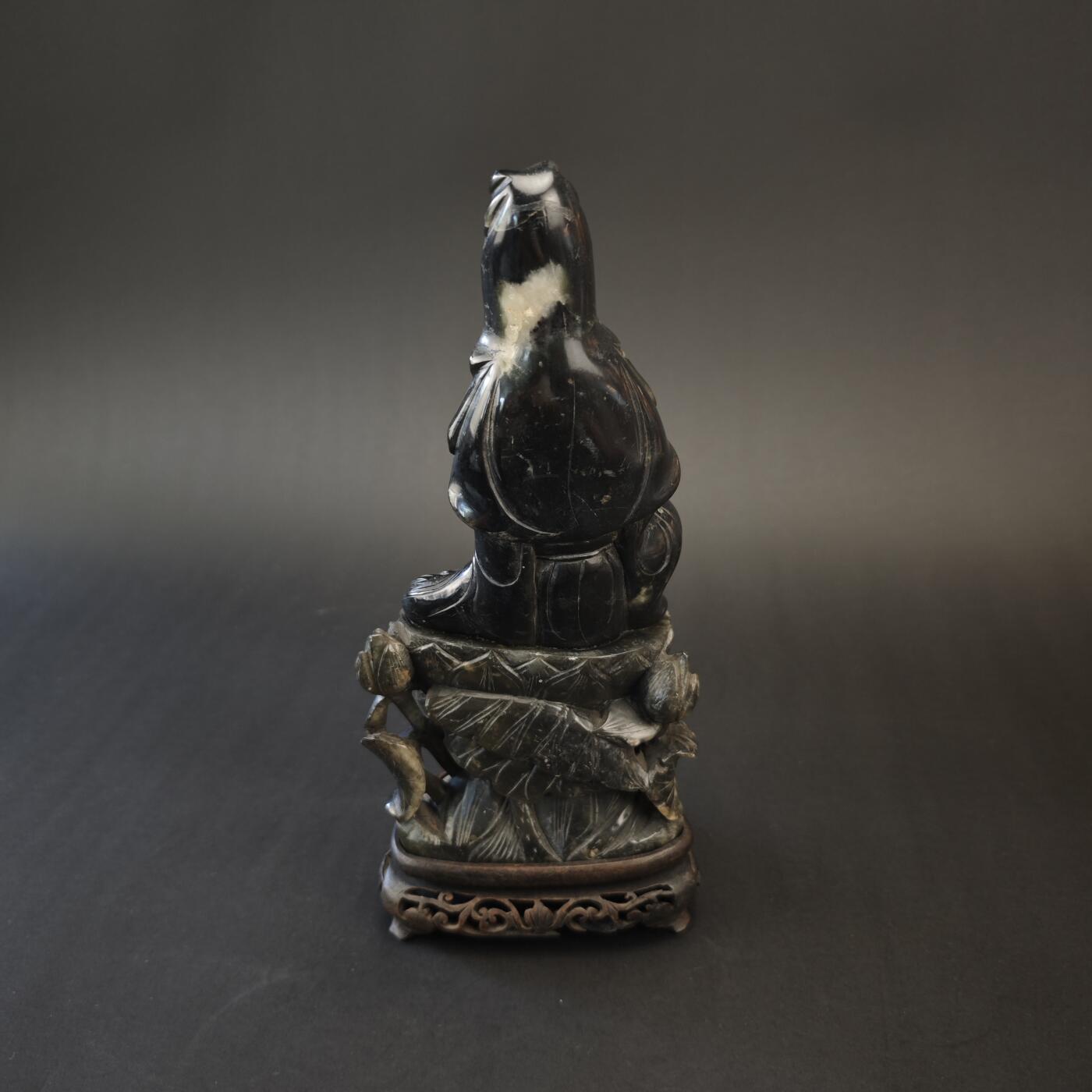 上海都达杂项专场九（全场包邮） 民国 玉雕书卷观音造像连座1-376