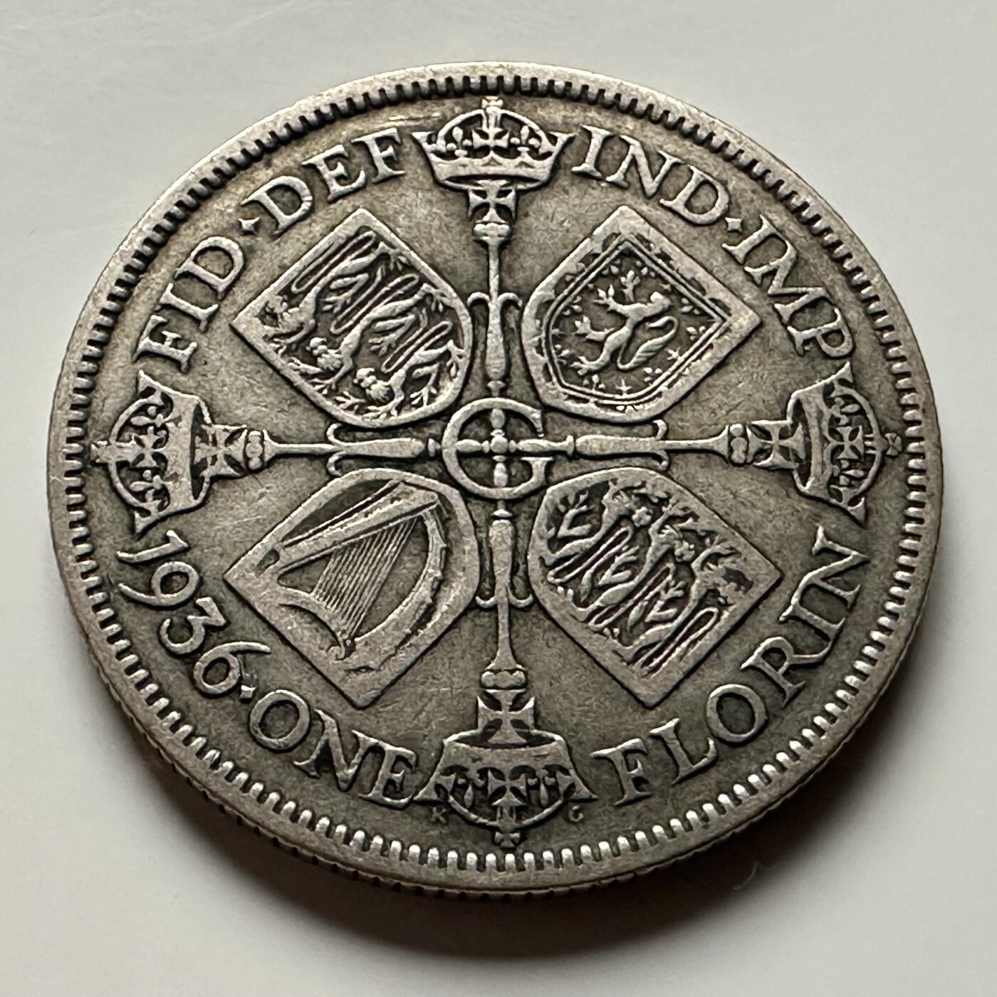 🌹外币初藏🌹🐯2026年第13场  每周二四六晚8️⃣点 接代拍  英国1936年1弗洛林银币 11.3克50%银