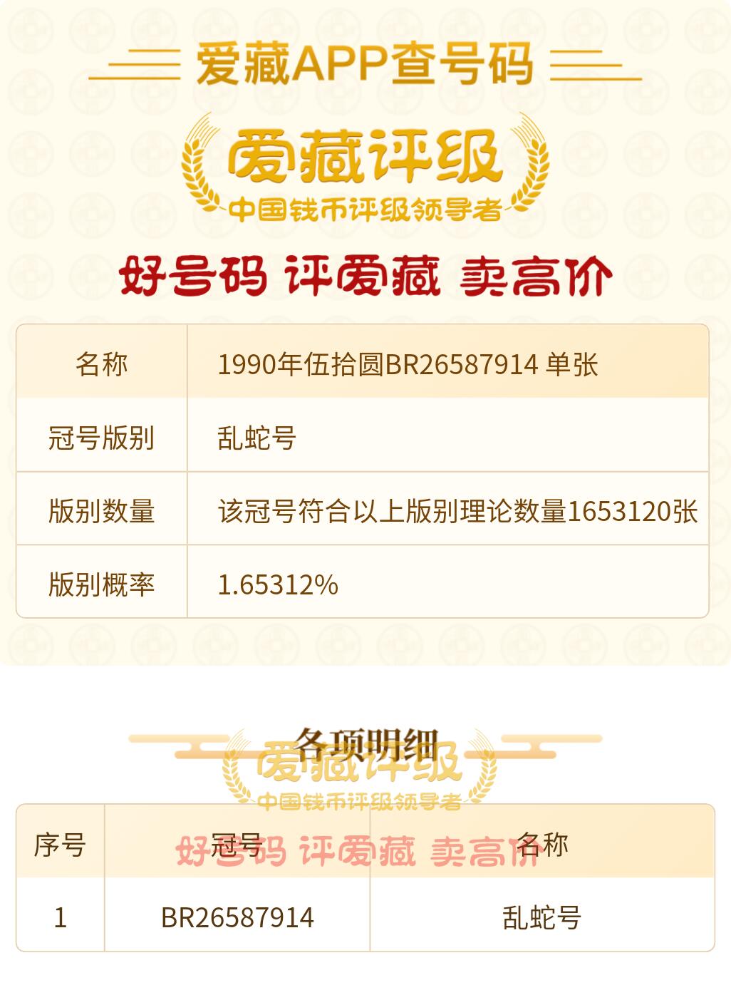 四版50元纸币，流通美品乱蛇号码，板子好，无漏裂，按图发货