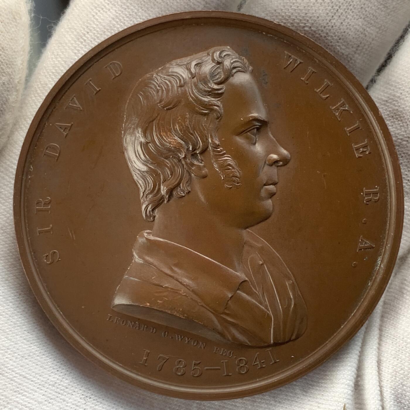 掌中浮雕-藏着的欧洲第051场 1861年英国伦敦艺术联盟戴维•威尔基纪念铜章，55mm；  BHM #2704