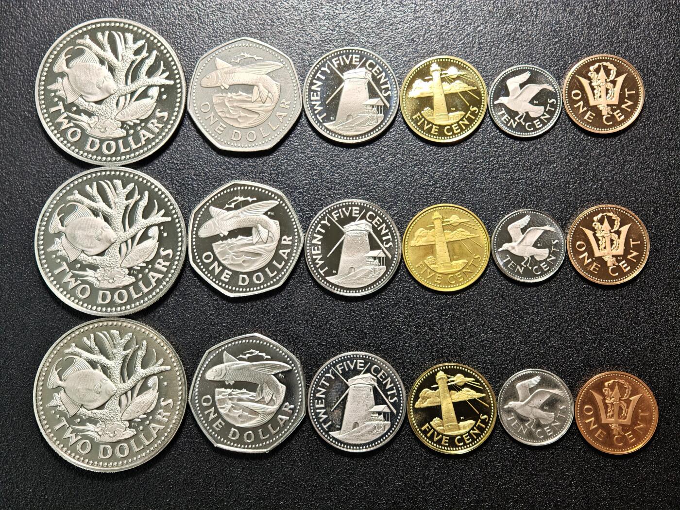 【德藏】世界币章拍卖第163期（拍品征集中~欢迎藏友联系） 18枚一组 巴巴多斯精制纪念币 1分2分5分25分1元2元各3枚