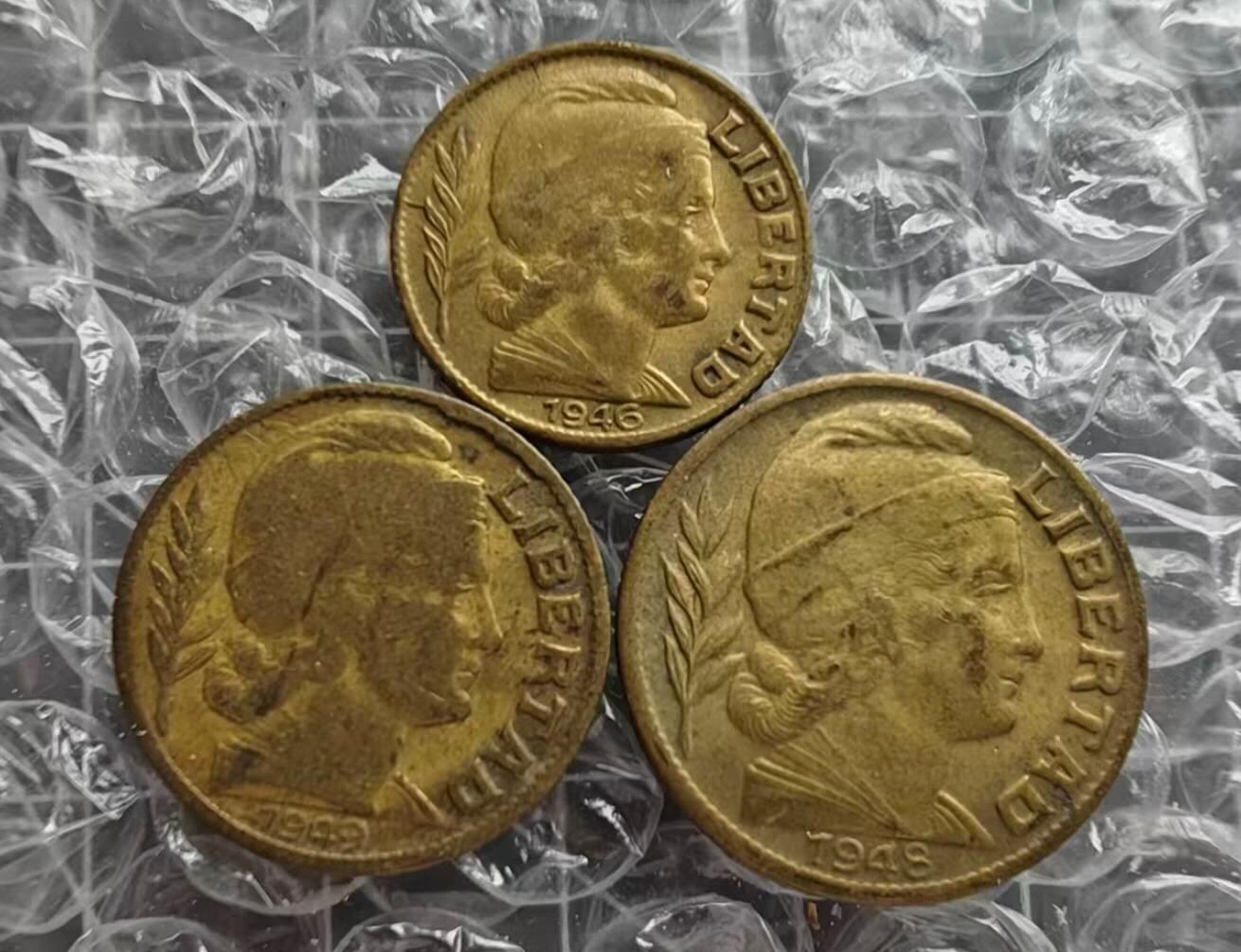 阿根廷硬币1946-1949年奶牛版3枚套