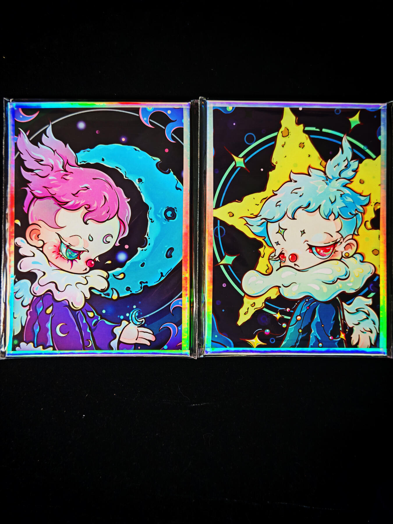 琦卡当当铺～第30期★★一大波美女正向你走来~支持寄存★★~【9点40结束】扫码加群抽[包邮券]~ 【签绘】星月双子-潮玩色纸-色纸-背面签绘-2张