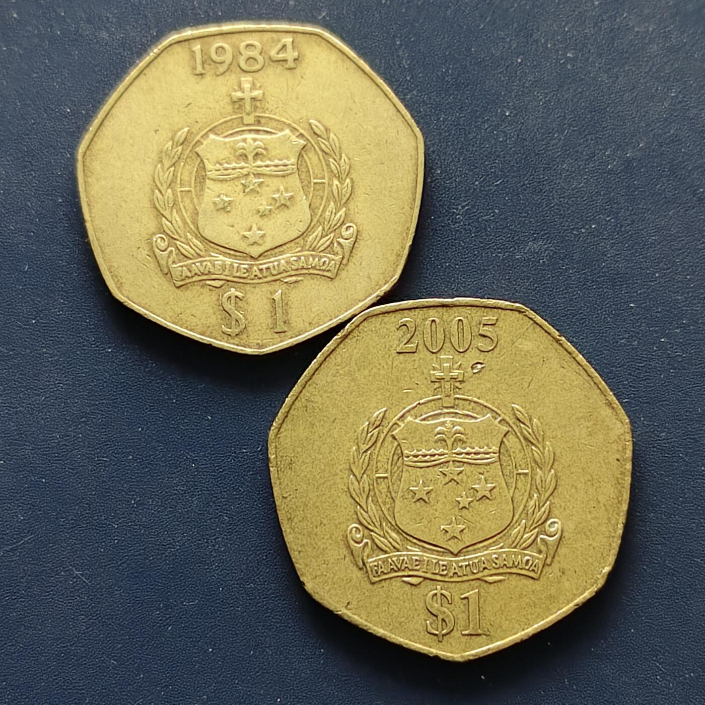 【全场包邮】纯粹捡漏拍498场-持续更新中 萨摩亚1984/2005年1元不同版本2枚一组