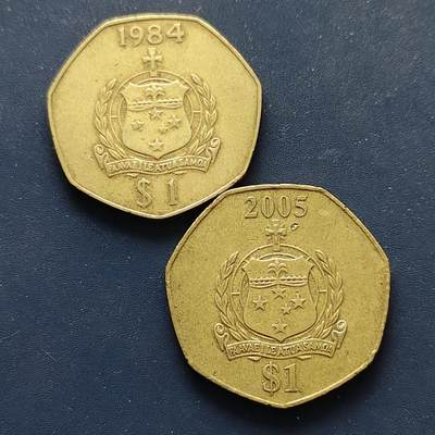 【全场包邮】纯粹捡漏拍498场 - 萨摩亚1984/2005年1元不同版本2枚一组