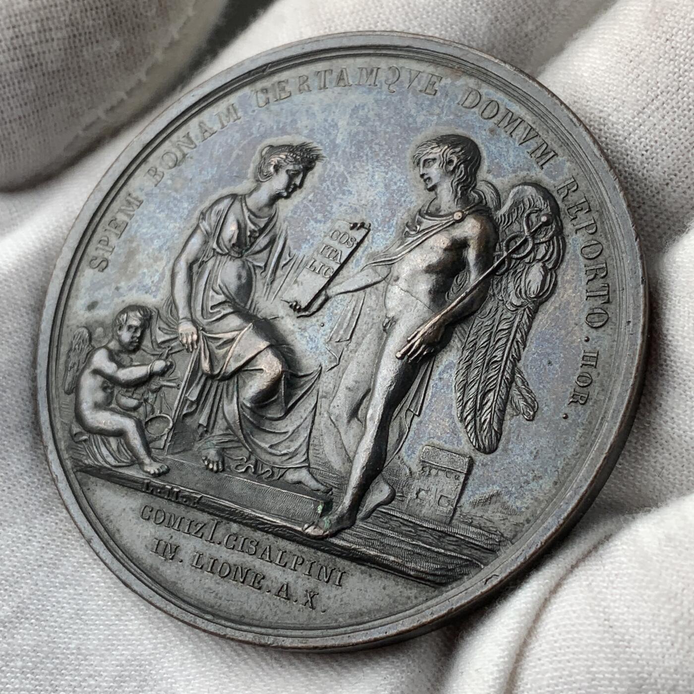 掌中浮雕-藏着的欧洲第051场 1802年法国里昂拿破仑一世执政意大利宪法颁布铜章，54.50mm