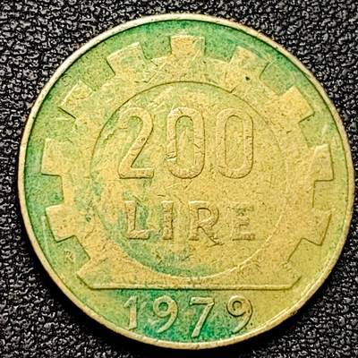 泉币菌-第177场- 精品福利场 - 意大利1979年200里拉 丰收女神 齿轮 铝青铜币 外国硬币 24mm 