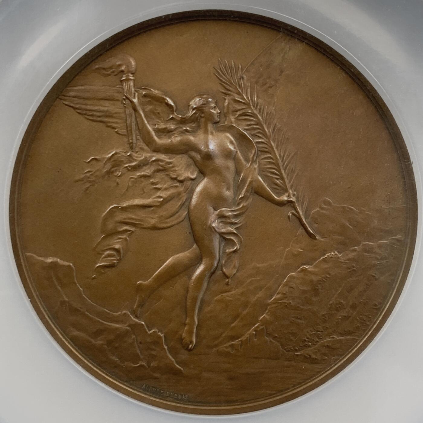 掌中浮雕-藏着的欧洲第051场 NGC MS63 : 1891年瑞士联邦600周年纪念大铜章 ，69mm，A.Dubois作品