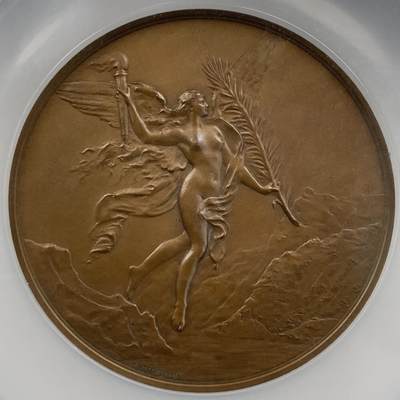 掌中浮雕-藏着的欧洲第051场 - NGC MS63 : 1891年瑞士联邦600周年纪念大铜章 ，69mm，A.Dubois作品