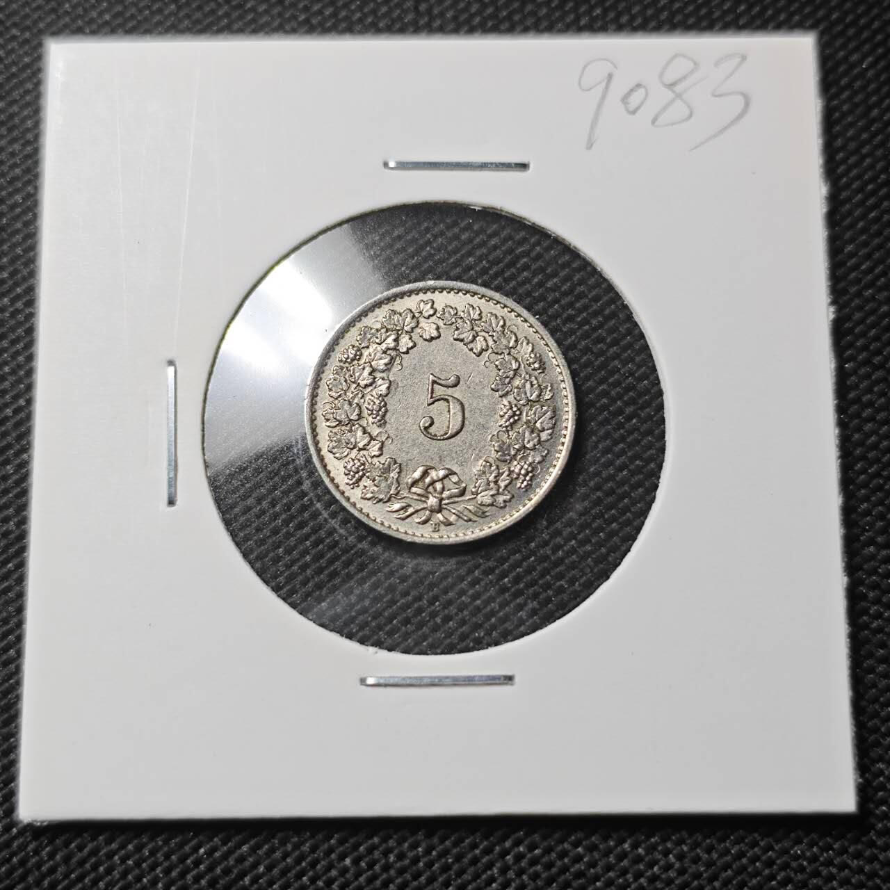 KK钱币收藏小铺  第390期  2月预留时间 周末发货  1934瑞士5分 早点年份