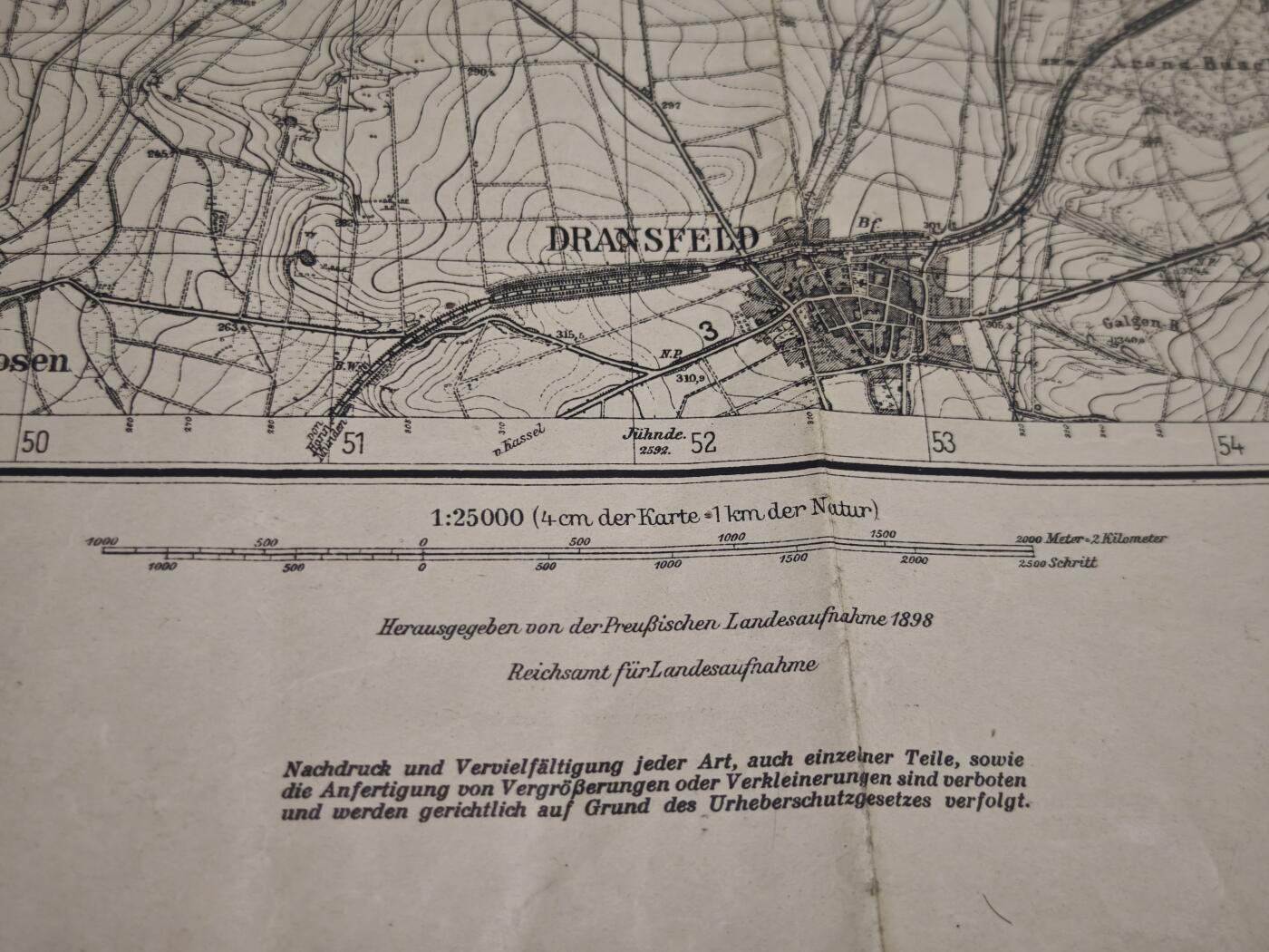 橙子收藏第二期 【19世纪普鲁士公务地图】1898年德兰斯费尔德1:25000测绘图(可军用）)