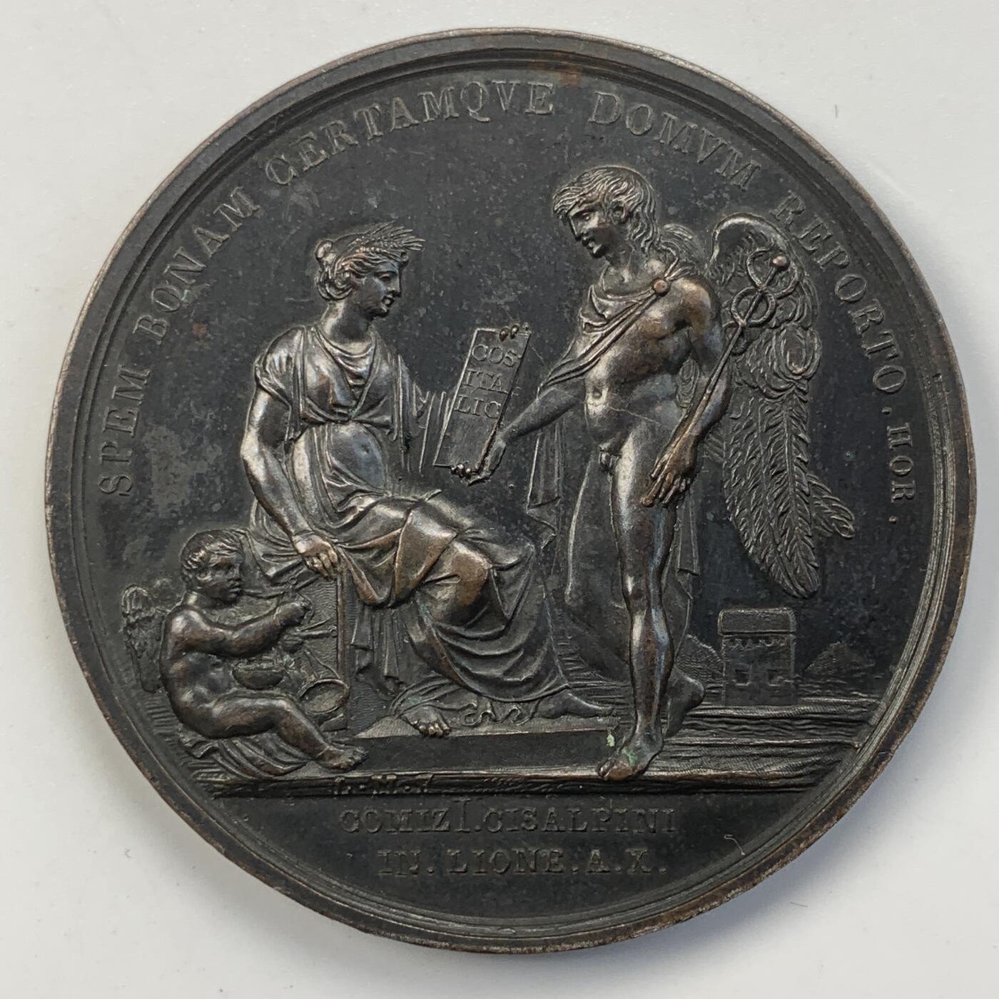 掌中浮雕-藏着的欧洲第051场 1802年法国里昂拿破仑一世执政意大利宪法颁布铜章，54.50mm