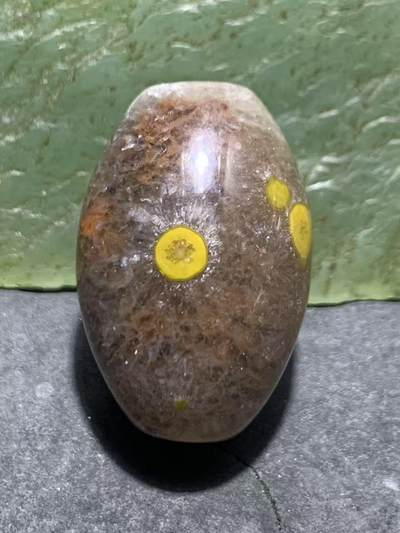 精美冰飘糖心料天眼图案战国红玛瑙随形桶珠一颗！ - 精美冰飘糖心料天眼图案战国红玛瑙随形桶珠一颗！