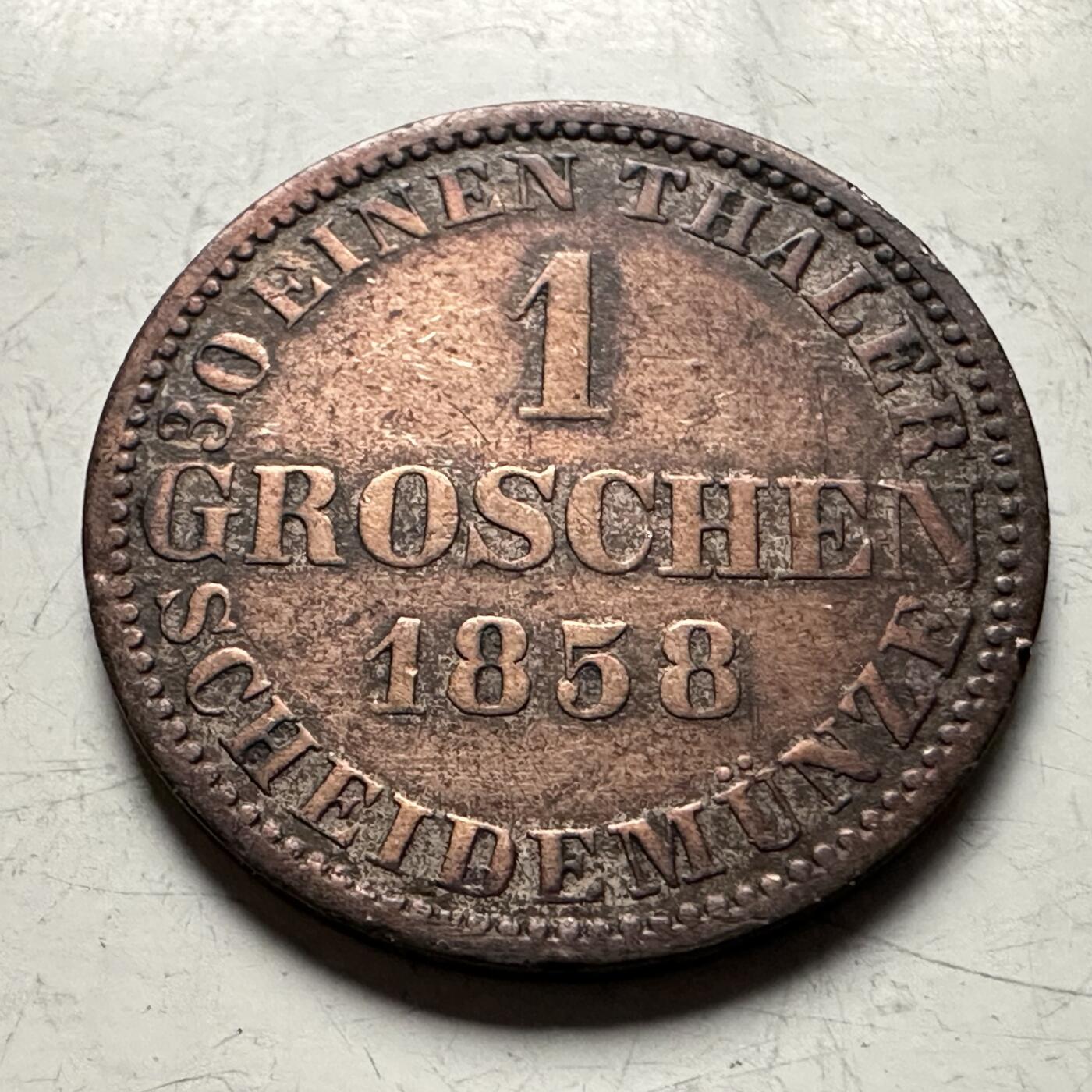 🌹外币初藏🌹🐯2026年第13场  每周二四六晚8️⃣点 接代拍 汉诺威王国1858年1格罗申铜币