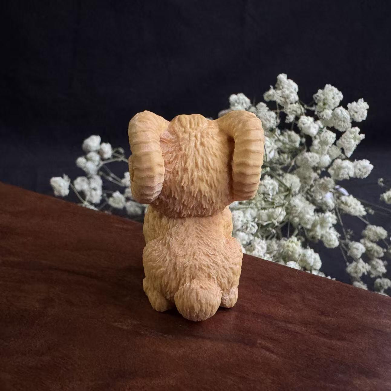 零元拍：哈基米系列，黄杨木雕12生肖之：羊宝，高约：40MM。就这么可耐