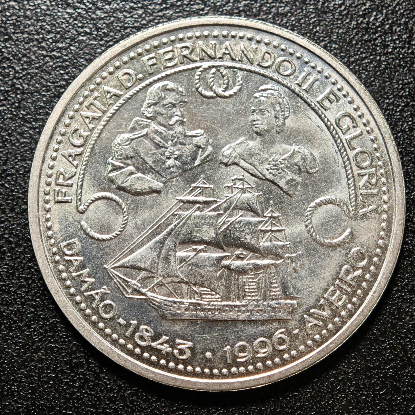 【德藏】世界币章拍卖第163期（拍品征集中~欢迎藏友联系） 1996年 葡萄牙斐迪南二世护卫舰1000埃斯库多纪念银币 直径约：40.1mm；重约：28.3g