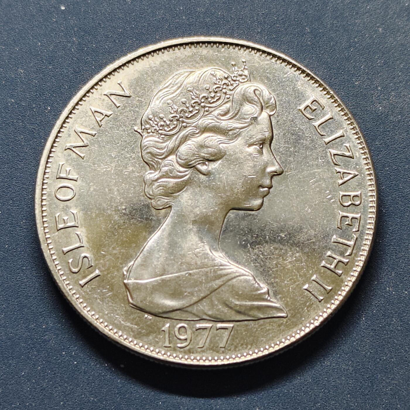 【全场包邮】纯粹捡漏拍498场-持续更新中 马恩岛1977年1克朗女王登基25周年克朗型纪念币