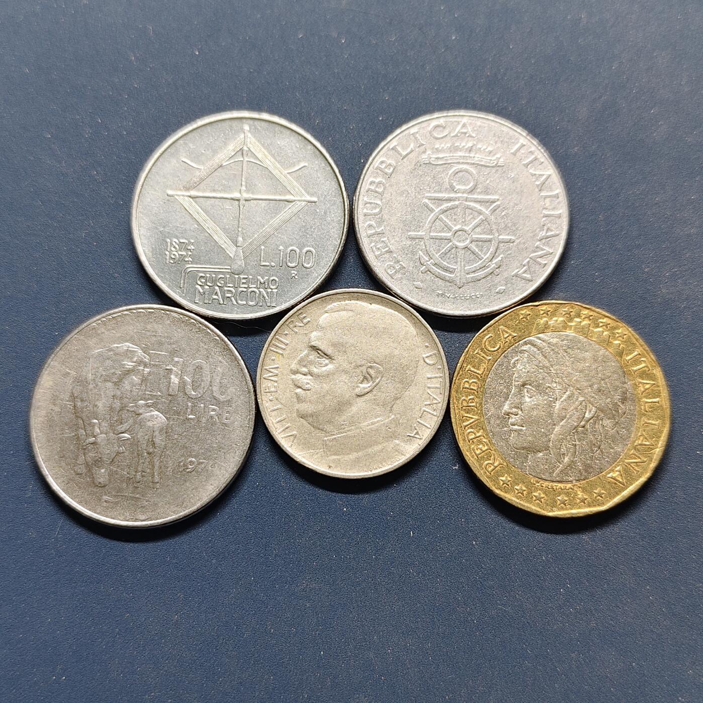 【全场包邮】纯粹捡漏拍498场-持续更新中 意大利各年份散币纪念币5枚一组