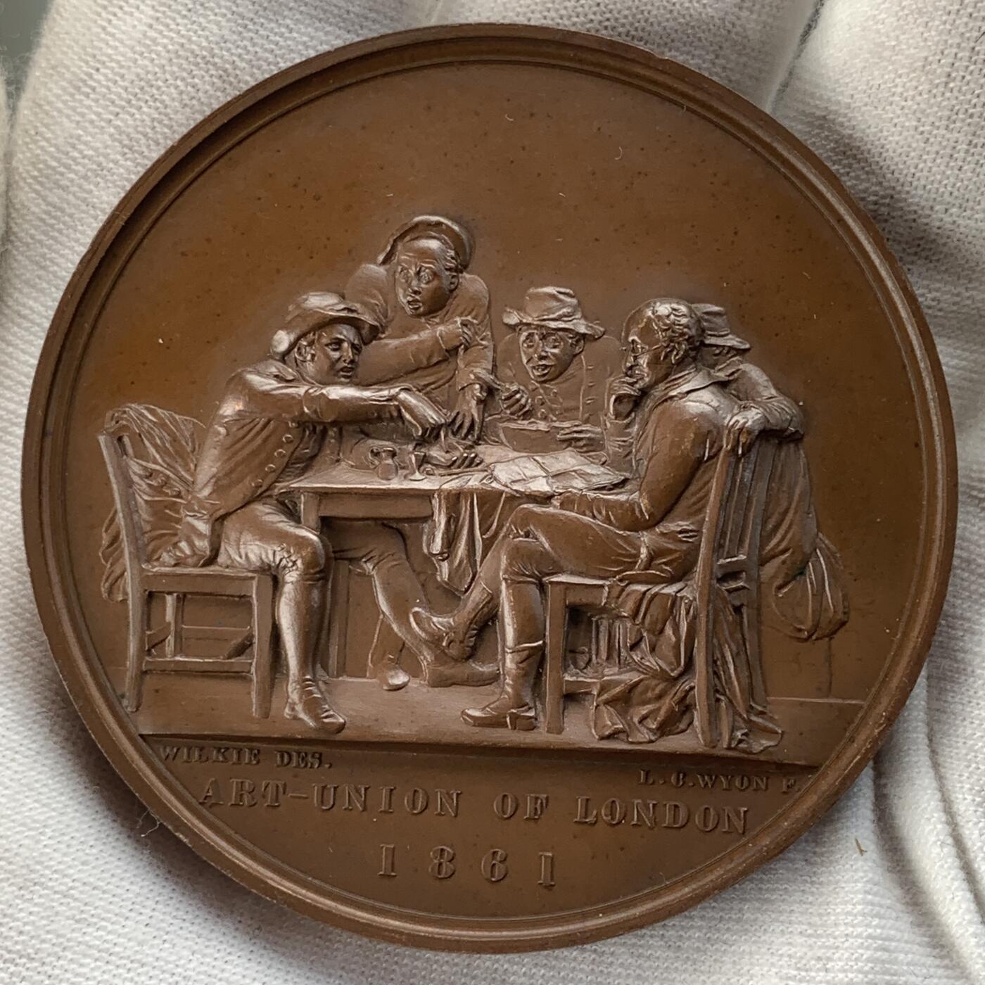 掌中浮雕-藏着的欧洲第051场 1861年英国伦敦艺术联盟戴维•威尔基纪念铜章，55mm；  BHM #2704