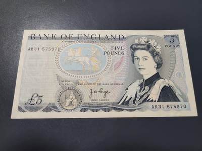 1月27号晚上8点 外国纸币自动截拍第14场 - 英国5镑  背面L暗字 几乎全新