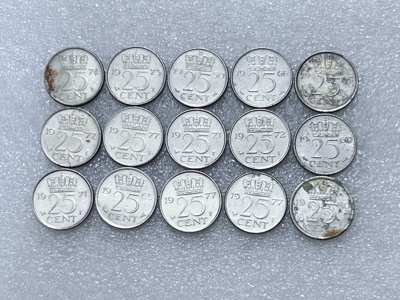 第一海外回流一元起拍收藏 散集专场  第296期 荷兰25分硬币 15枚